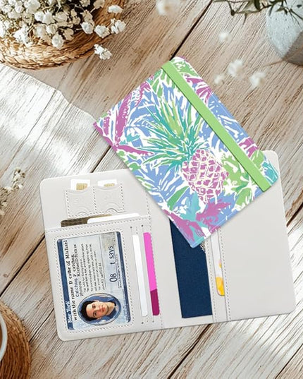 Vegan Leather Passport Holder Cover Tropical Plants Cute Travel Wallet Passport Case with Credit Card Slots for Women Men Travelling Essentials for Flying