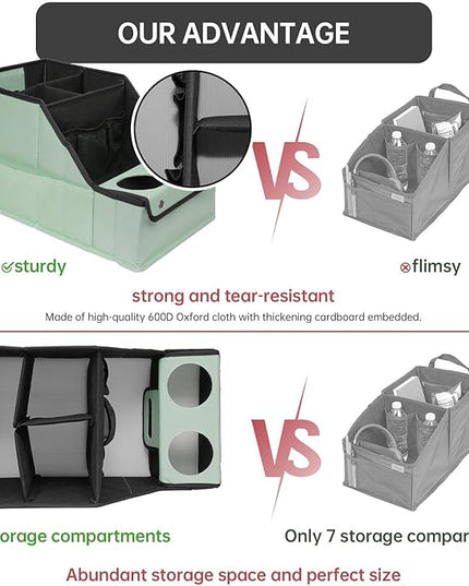 MULISOFT Car Seat Organizer - Backseat Car Organizer with 11 Storages Compartments and 2 Cup Holders, Green