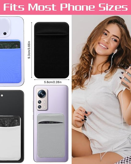 4 Pcs Phone Wallet Stick on, Wallet Sticker for Back of Phone Black Phones Wallets, Flat Thin Wallets Key Holder Credit Card Holder Suitable for Most Smart Phones