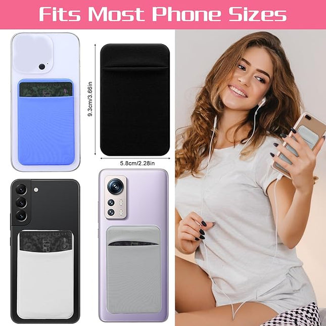 4 Pcs Phone Wallet Stick on, Wallet Sticker for Back of Phone Black Phones Wallets, Flat Thin Wallets Key Holder Credit Card Holder Suitable for Most Smart Phones