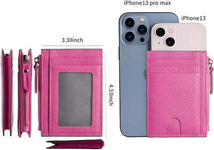 ilovever Slim Wallet for Women Small Leather RFID Blocking Credit Card Holder Minimalist Front Pocket Wallet with Coin Purses & Pouches,RoseRed