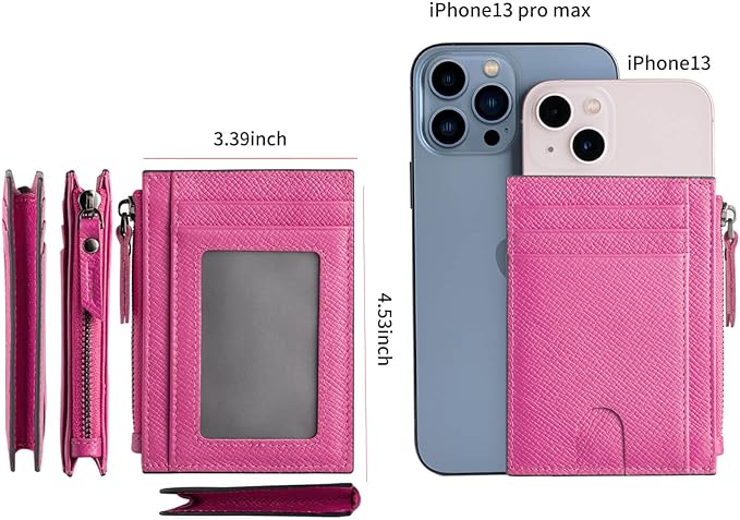 ilovever Slim Wallet for Women Small Leather RFID Blocking Credit Card Holder Minimalist Front Pocket Wallet with Coin Purses & Pouches,RoseRed