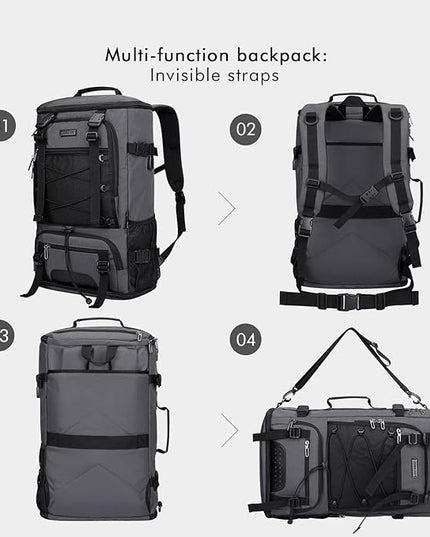 WITZMAN Travel Backpack for Men Convertible Large Carry on Backpack with Shoe Compartment for Airplanes Fit 17 Inch Laptop(B689 Silvery Grey)