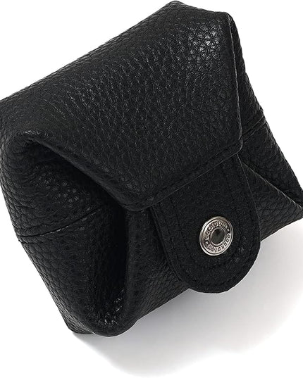 Cockatoo Genuine Leather Coin Pouch Change Holder, Mini Snap Pocket Wallet for Men Women (Black, Large)