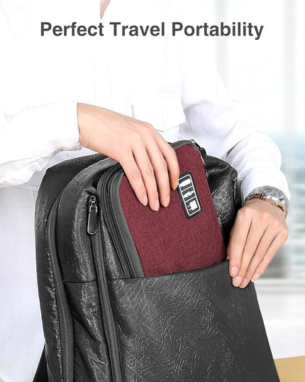 Luxtude Electronic Organizer Travel Case Large, Cord Organizer Travel, Large Cable Organizer Bag, Tech Bag for Cable Storage/Cord Storage/iPad Pro(up to 11")/Wall Charger/Electronic Accessories, Red