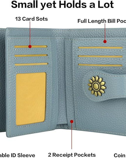 Lavemi Womens Leather Wallet Small Compact RFID Blocking Credit Card Case Purse with Zipper Pocket | Small, Compact, RFID Blocking, Zipper Pocket, Small, Compact