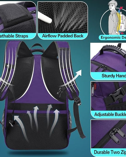 ProEtrade Travel Backpack, Extra Large Laptop Backpack School Business Anti Theft TSA Approved College Work Computer Bag Fits 17 Inch Laptop with USB Charging Port Bookbag for Women Men(Purple)