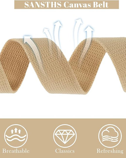 SANSTHS Canvas Belt with Double Ring Buckle, Fabric Web Belt for Women Men Double Ring for Outdoor & Casual Wear