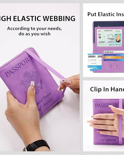 Melsbrinna RFID Passport Holder for Travel, Unisex Adults, Purple, Faux Leather, Travel Wallet, Passport Cover, RFID Protected