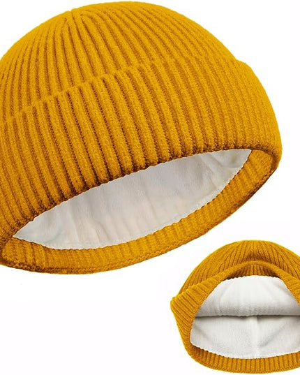 ROYBENS Swag Wool Knit Cuff Short Fisherman Beanie for Men Women, Winter Warm Hats