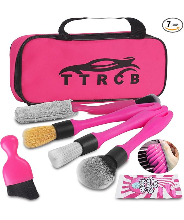 TTRCB Car Detailing Cleaning Kit Interior Cleaner, Car Detailing Brush Set, Pink Car Accessories Essentials for Women, Car Cleaning Gel, Car Cleaning Supplies Tools Stuff for RV, SUV, Interior