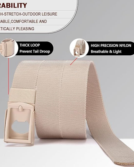 DOOPAI Stretch Canvas Belt for Men, Adjustable Elastic Holeless Web Belt for Casual, Golf, and Work, with Bottle Opener