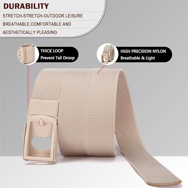DOOPAI Stretch Canvas Belt for Men, Adjustable Elastic Holeless Web Belt for Casual, Golf, and Work, with Bottle Opener