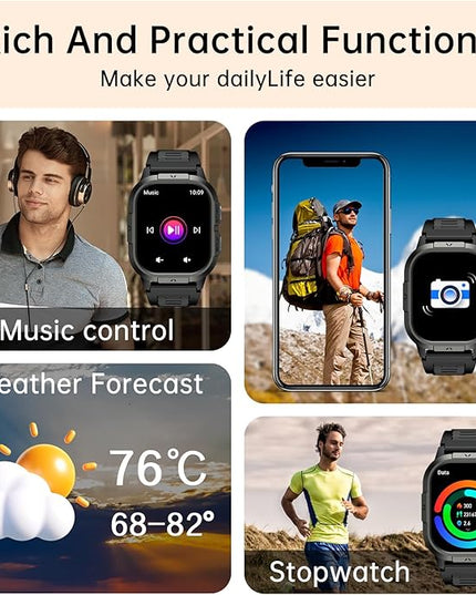 Smart Watch for Men Fitness Tracker: Waterproof Military Digital Mens Watches Running Make Answer Call Smartwatch Android Phone iPhone Samsung Compatible Sleep SpO2 Heart Rate Monitor Step Pedometer