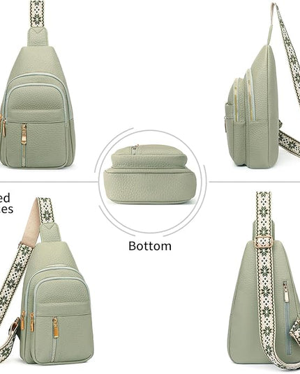 FALAN MULE Crossbody Bags for Women Trendy Leather Sling Chest Bag Fanny Packs for Women
