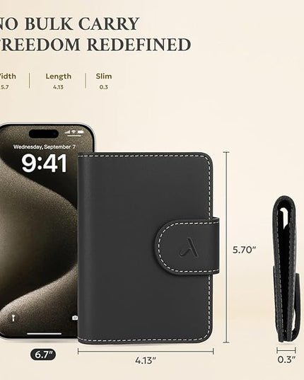 ALLIVE Passport Holder for Travel, Genuine Leather Passport Holder with AirTag Hidden Pocket, Rfid Blocking Passport Cover Travel Wallet for Women Men, Airport Essentials Gift (Black)