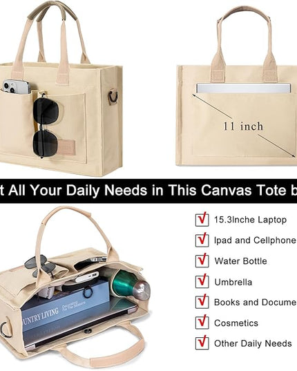 Canvas Tote Bag for Women Crossbody Work Purse with Pockets Top Handle Handbag Satchel Bags for Travel Nurse Teacher
