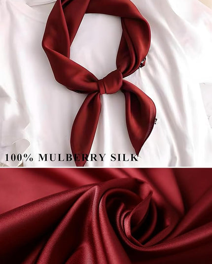 100% Mulberry Silk Scarf for Women Hair Lightweight Square Neckerchief Wrap For Head Scarves 21"