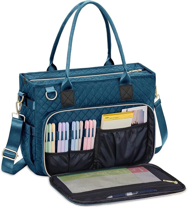 FIORETTO Teacher Tote Bag for Women with Laptop Compartment, Large Cup Holder, Zip Closure, Ideal for Work, Bible, Nurse