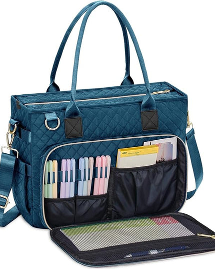 FIORETTO Teacher Tote Bag for Women with Laptop Compartment, Large Cup Holder, Zip Closure, Ideal for Work, Bible, Nurse