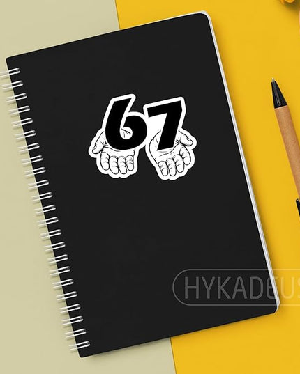 (3Pcs) Funny Six Seven 67 Meme Stickers Gen Alpha Slang 6 7 Hands Vinyl Decals Waterproof Sticker for Water Bottle, Laptop, Tumbler, Phone Case, Scrapbooking, 3" x 2.5"