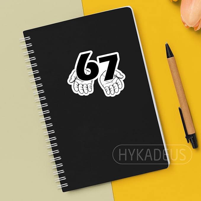 (3Pcs) Funny Six Seven 67 Meme Stickers Gen Alpha Slang 6 7 Hands Vinyl Decals Waterproof Sticker for Water Bottle, Laptop, Tumbler, Phone Case, Scrapbooking, 3" x 2.5"