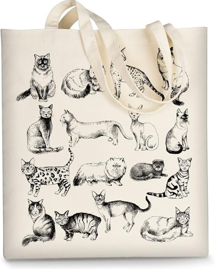 AUSVKAI Canvas Tote Bag Aesthetic for Women, Cute Reusable Cloth Cotton Bags for Shopping Beach Grocery