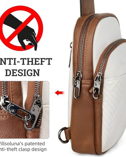 Leather Crossbody Bags for Women Small Sling Bag Anti Theft RFID Chest Purse Fanny Pack for Travel