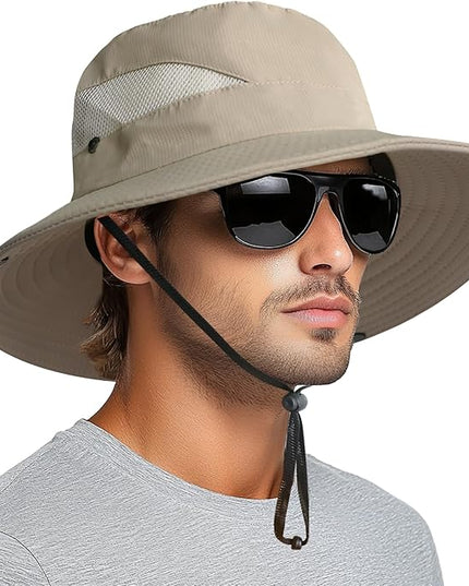 PFFY Sun Bucket Hats for Men Women 3” Wide Brim UPF 50+ Fishing & Beach Hat