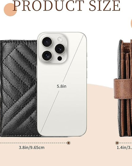 GAEKEAO Small Wallet for Women, Bifold Leather RFID Blocking Ladies Compact Card Holder with Zipper Pocket & ID Window