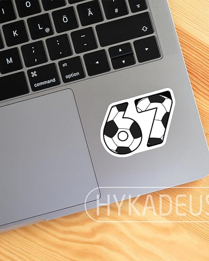 (3 Pcs) Soccer 67 Six Seven Funny Gen Alpha Meme Stickers – 67 Gifts for Coaches, Players, Goalies, Waterproof Vinyl Decals for Water Bottle, Tumbler, Laptop, Phone Case, 3" x 2"