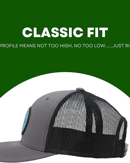 LINDO Trucker Hat [ Palm Tree 2.0 Design ] for Men and Women: Mid Profile Cap with Breathable Mesh Back and Adjustable Snap