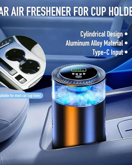 KOSHA Automobile Aroma Diffuser with Colorful Running Lights, 3 Mode Settings, 900mAh, Essential Oil Display, Non-Slip, Lasts 2000 Refills, Air Freshener for Car & Home (Snowy Summit)
