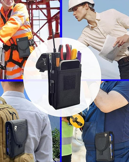 Belt Tool Pouch,Tactical Utility Pouch, Heavy-Duty Nylon EDC Multitool Organizer,Cell Phone Holder, Multi-Pockets Tool Holster Sheath Bag for Electricians Handymen Work Maintenance Dailylife Hiking