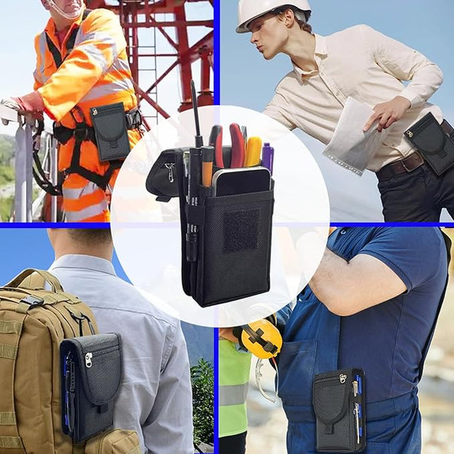 Belt Tool Pouch,Tactical Utility Pouch, Heavy-Duty Nylon EDC Multitool Organizer,Cell Phone Holder, Multi-Pockets Tool Holster Sheath Bag for Electricians Handymen Work Maintenance Dailylife Hiking