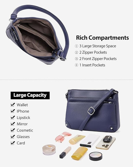 WESTBRONCO Crossbody Bags for Women, Medium Size Shoulder Handbags, Satchel Purse with Multi Zipper Pocket