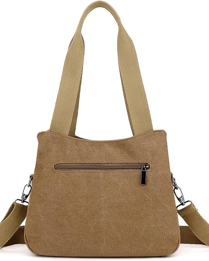 Sunshinejing Women's Canvas Purse Small Shoulder Tote Work Crossbody Bag Multi-pocket Handbag