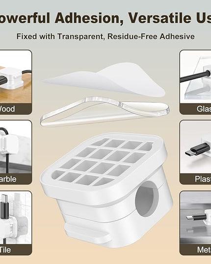 6 Pack Magnetic Cable Clips, Cord Organizer Holder with Strong Adhesive, Desk Cable Management for Home Office Car Desktop Nightstand, Adjustable Wire Keeper, White