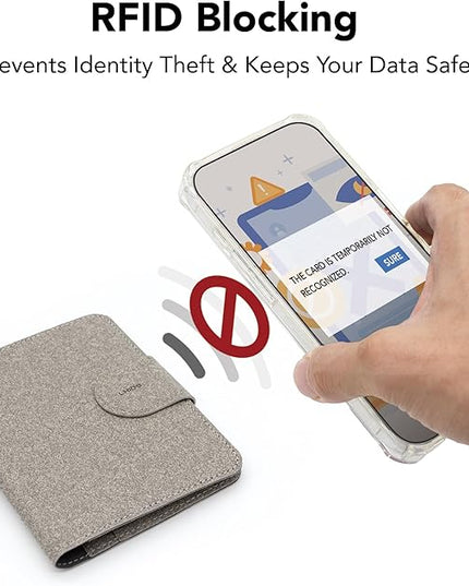 LHiDS Leatherette Passport Holder with RFID Protection, Premium PU Leather, Snap Button Closure, Travel Passport Wallet Cover for Passport, Boarding Passes, Business Cards, Cash (Grey)