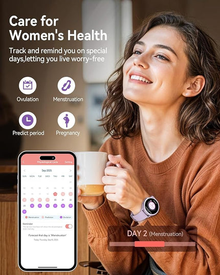 Smart Watches for Women(Answer/Make Calls), 1.27'' AMOLED Screen Activity Trackers with Heart Rate/Sleep/SpO2 Monitor, Smartwatch for iPhone/Samsung/Android,120+ Sport IP68 Fitness Watch 2Bands Purple