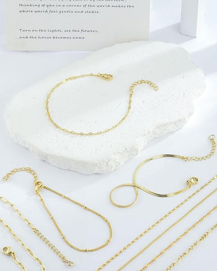 BERISO Gold Bracelets for Women, Elegant Adjustable 14K Gold Plated Bracelet for Women, Trendy Minimalist Dainty Gold Bracelet for Everyday Wear