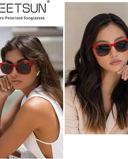 MEETSUN Polarized Sunglasses for Women Men Classic Retro Square Frame Driving Sun Glasses UV Protection
