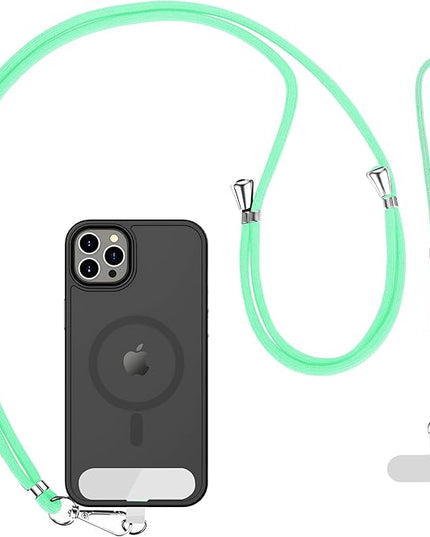 CACOE Phone Lanyard 2 Pcs-1 Pcs Adjustable Neck Strap, 1 Pcs Wrist Strap, 2 Pads, Universal Crossbody Multifuctional Cell Phone Lanyards Compatible with Most Smartphones(Light Green)