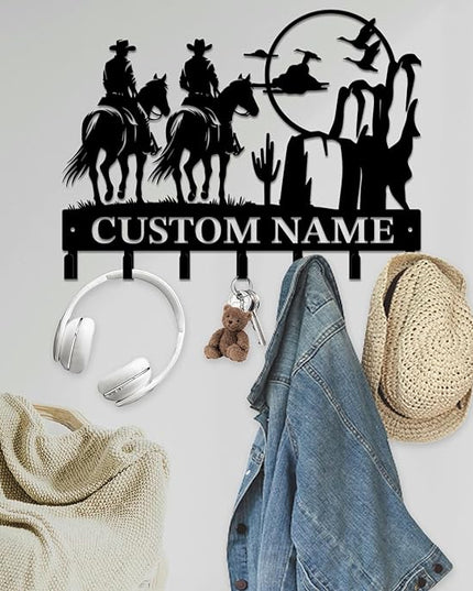 peanut case Personalized Farm Horse Keys Hooks,Custom Name Metal Cowboy Horse Art Keys Hooks,Metal Horse Lover Wall Home Storage Decorative Keys Hooks,Key Holder Hooks for Wall (Style F)