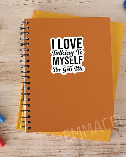 (3PCS) I Love Talking to Myself She Gets Me Sticker, Funny Sarcastic Stickers - Waterproof Vinyl Decal for Laptop, Tumbler, Water Bottle, Scrapbook, Gift for Women, Introvert 3" x 2.7 "