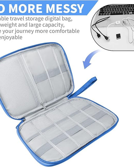 Electronics Travel Organizer,Portable Waterproof Electronic Travel Storage Bag for Small Charging Cord Storage,Charger,Small Electronics,SD Card etc,for Travel,Business -Sky Blue