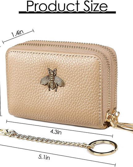 imeetu RFID Credit Card Holder, Small Leather Zipper Card Case Wallet for Women