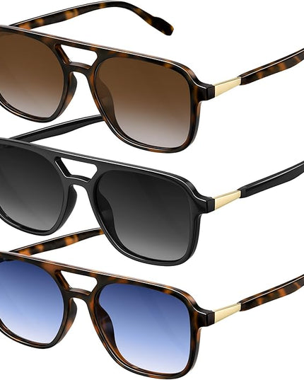 Retro Aviator Sunglasses for Women Men:Polarized Trendy Vintage 70s Rectangle Womens Shades Sun Glasses UV Protection