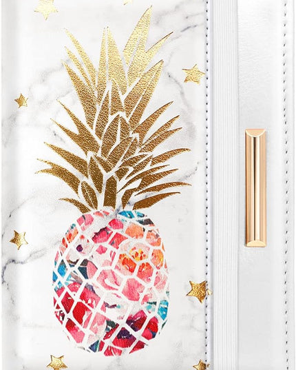 Passport Holder Cover Travel RFID Blocking Passport Cover Rose Gold Cute Flowers Passport Wallet with Elastic Band for Women