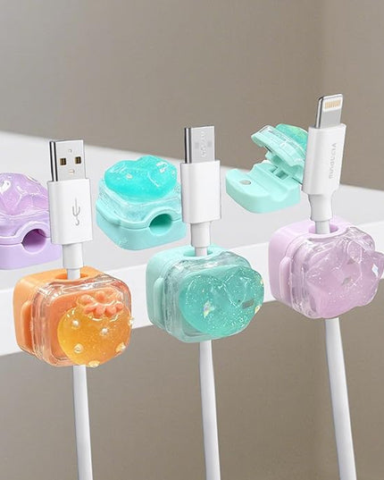 9Pack Magnetic Cable Clips for Nightstand, Adhesive Night-Glowing Cord Holder Organizer for Office Home Desk Wall Car (Strawberry Star Heart)